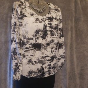 Calvin Klein Black/White Blouse Size Small